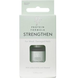 Protein Formula For Nails 4 Strengthen 15ml bottle with Biotin, AHAs, and Hexanal for repairing and hydrating damaged nails.
