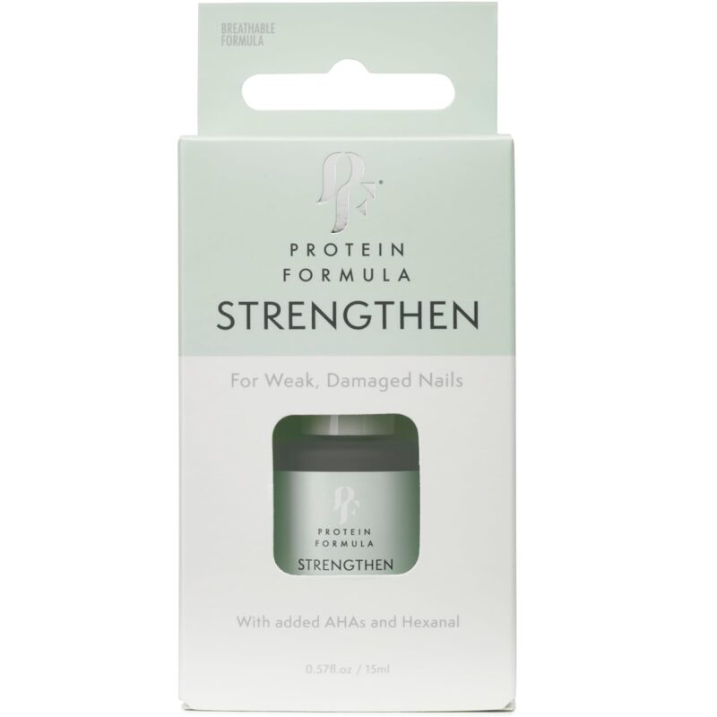 Protein Formula For Nails 4 Strengthen 15ml bottle with Biotin, AHAs, and Hexanal for repairing and hydrating damaged nails.