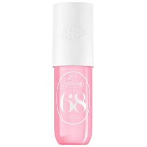 Sol de Janeiro Cheirosa 68 Perfume Mist bottle with notes of pink dragonfruit, jasmine, and vanilla, ideal for body, hair, and clothes.