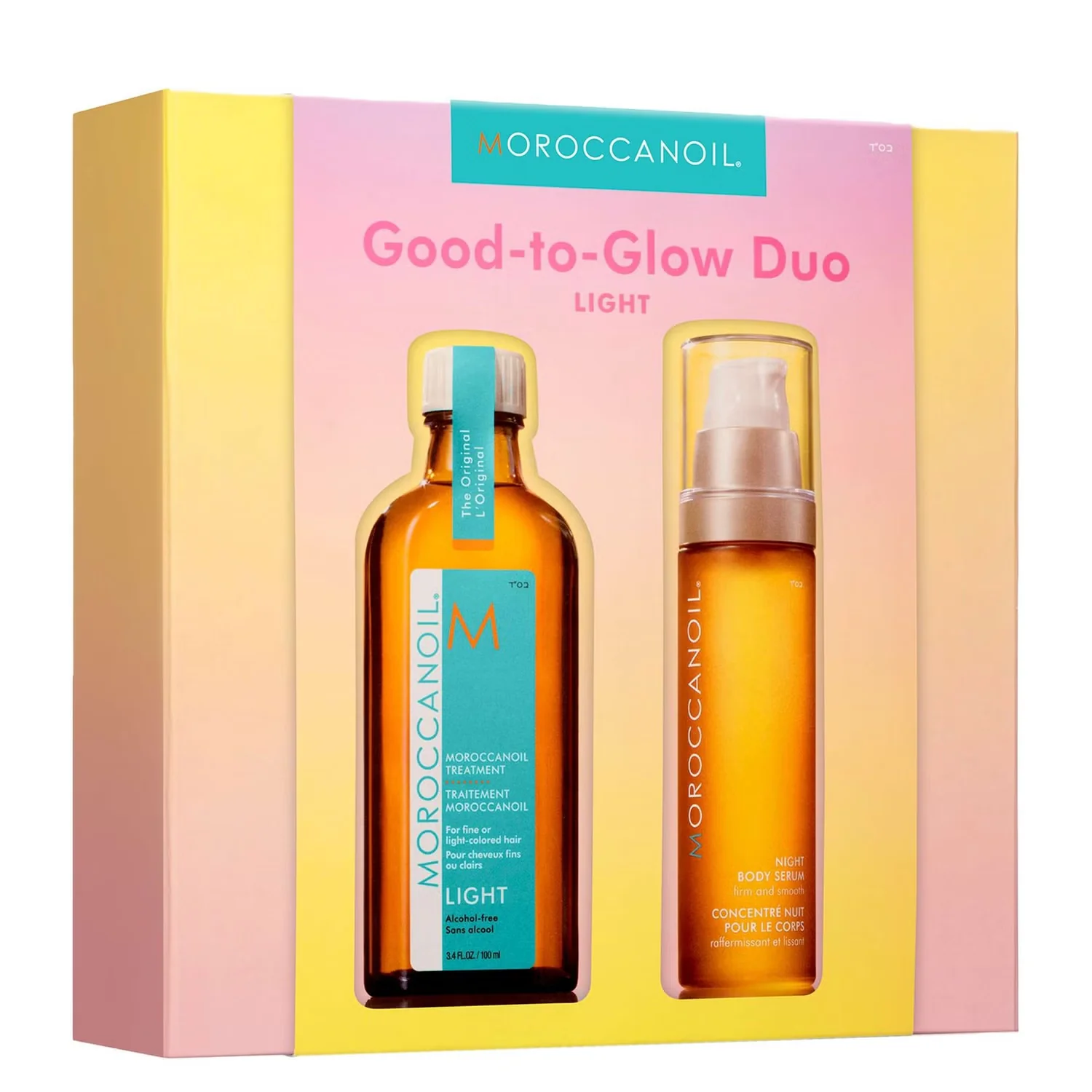 Moroccanoil Good to Glow Duo Light 100ml and Night Body Serum set for hydration and glow